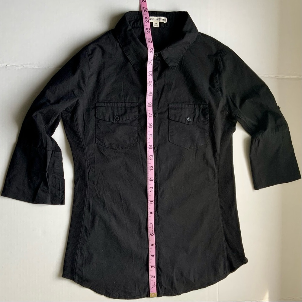 Zenana Outfitters Shirt, 3/4 Long  Sleeves, Stretch Side Panels, Sz M, Casual